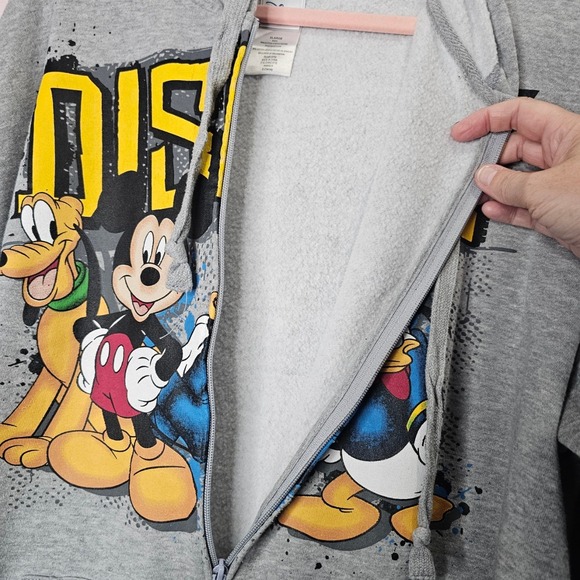 Disney Mickey Mouse & Friends Gray Zip Up Hoodie Sweatshirt XLarge XL - Picture 6 of 8